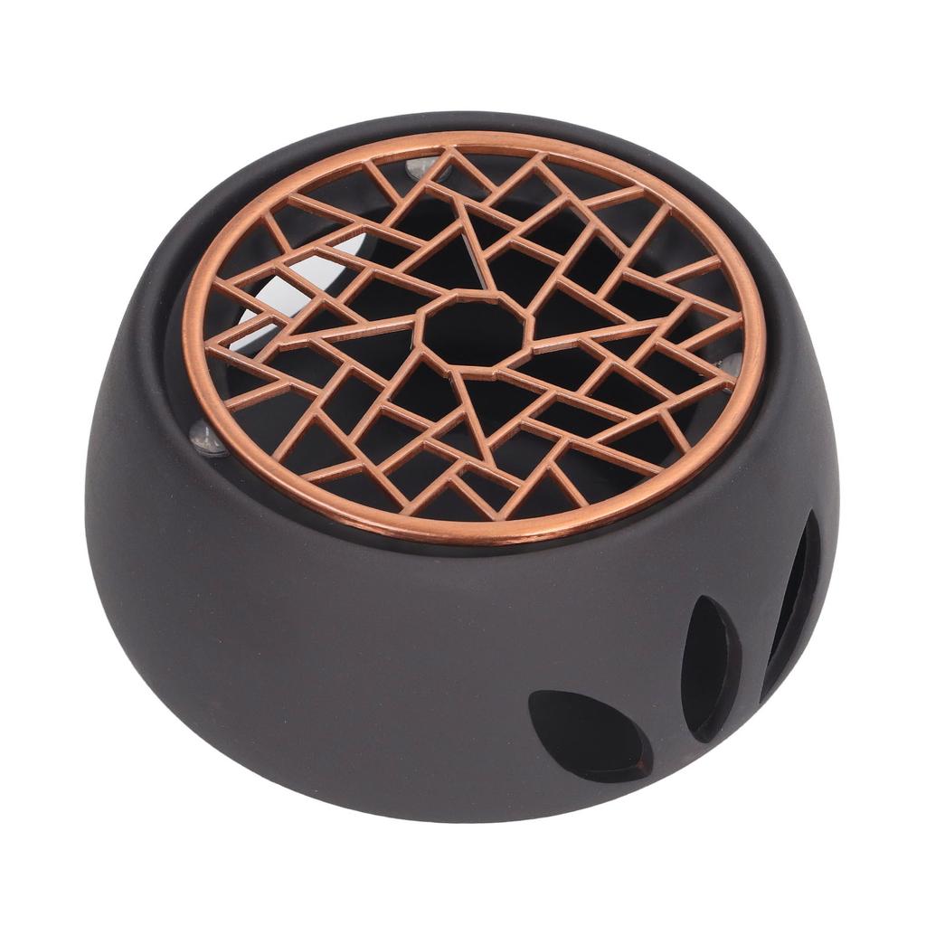 Teapot Warmer Base Ceramic Candle Heater Tea Coffee Milk Light Warmer with Purple Iron Pad for Home Black
