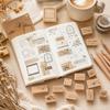 16pcs Delicate Carving Wooden Rubber Stamp Set Clear Imprint Rectangle Stamp Set  For DIY Crafts