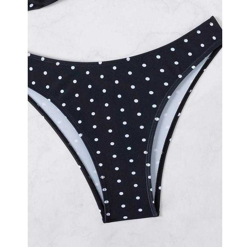Dots Print Mini Swimwear Bikini Swimsuit Women's Halter Tube Top Bandage Thong Bikini Set Push Up Sexy Bathing Suits for Women