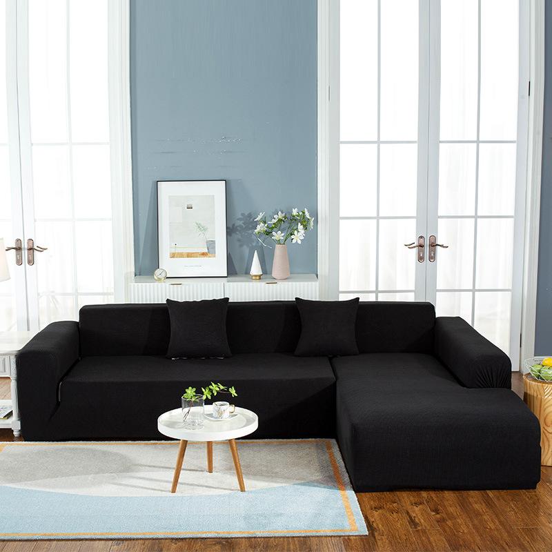 Capa de sofá elástica de veludo de milho de cor sólida, moderna, simples, para sala de estar, sofá simples, almofada integrada para sofá de estimação