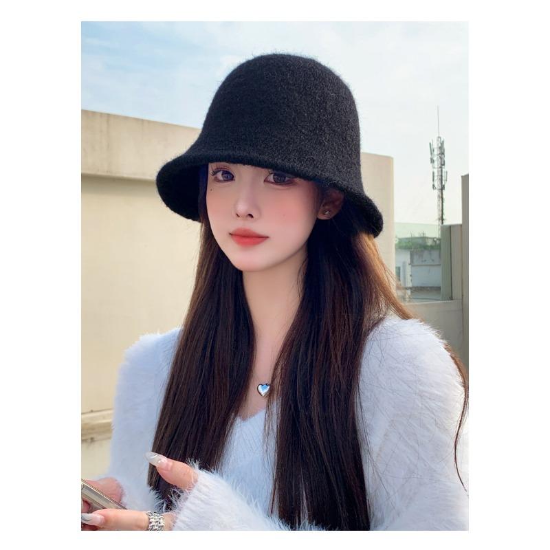 Women S Korean Style Solid Wool Winter Fisherman Hat