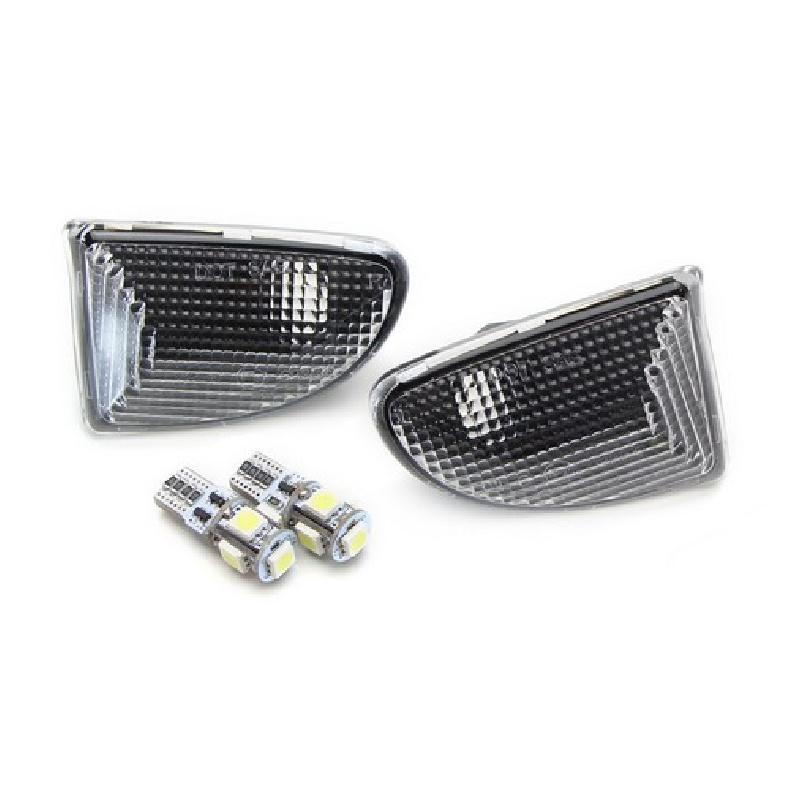 OEM-Spec Dark Clear Lens Side Marker Lamps w/ White LED Bulbs For 2007-15 Smart