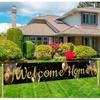Large Welcome Home Banner, Black Gold Welcome Home Party Supplies Decoration, Family Gathering Party Supplies Decoration (9.8 X 1.6 Feet)