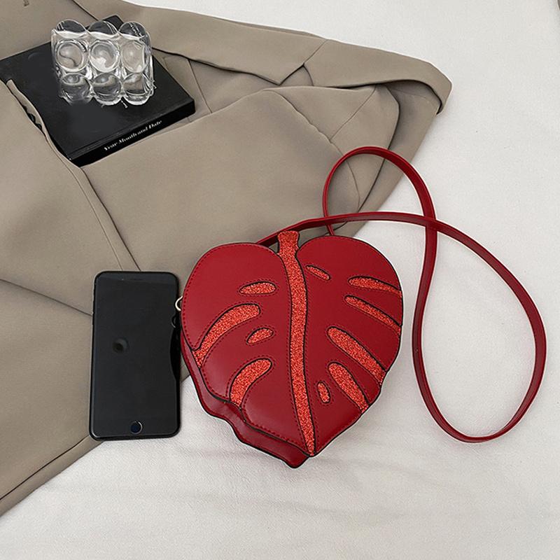 Leaf Shape Crossbody Bag Creative Brand Fashion Design Women Multiple Colors Elegant Mini Handbag Messenger Bag AVE