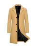 Spring Autumn Long Cotton Coat Wool Blend Pure Color Casual Business Fashion Men's Clothing Slim Windbreaker Jacket