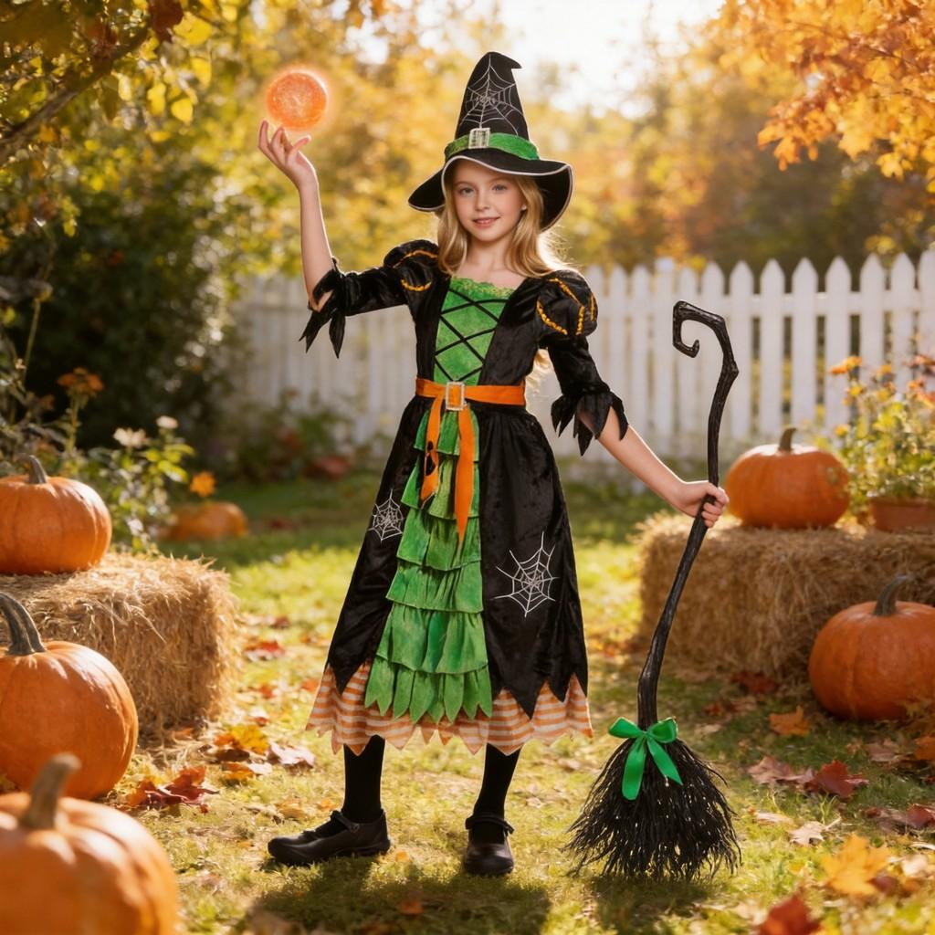 Game Themed Girl Witch Costume Set With Mesh Fabric For Childrens Cosplay Fun