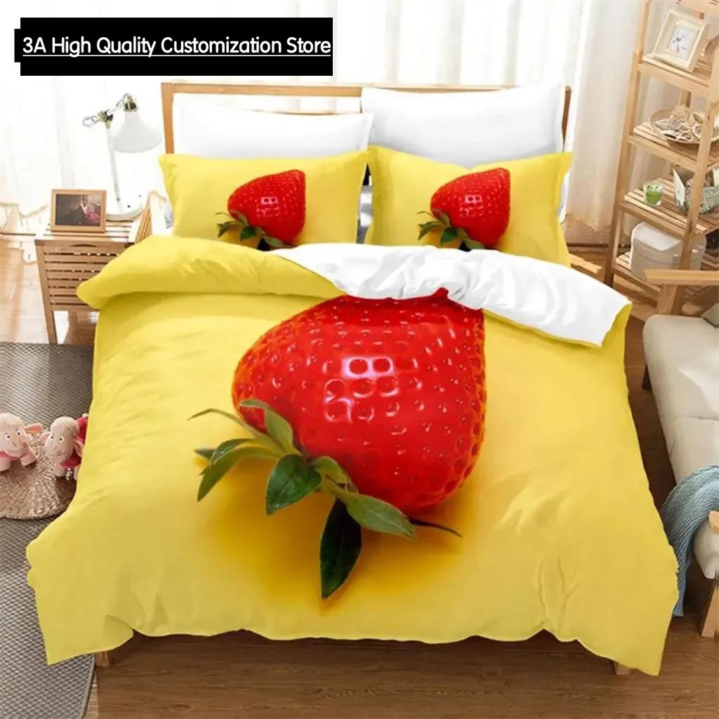 Thin Duvet Cover Set Double Bed Fruit Quilt Cover Queen Size 3D Single Bedding Set 2PCS 3PCS with Pillowcase Full Twin King Beds