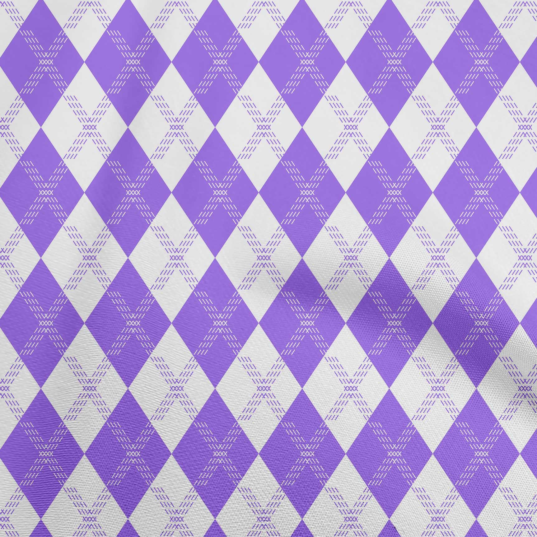 

OneOone Cotton Flex Blue Fabric Check Argyle Tkanina для пошиття одягу своїми руками з принтом у дворі, 40 дюймів 42 Inch Wide - Viscose Chiffon Фіолетовий