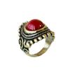 Retro Distressed Red Gemstone Ring: Trendy, Versatile Niche Design