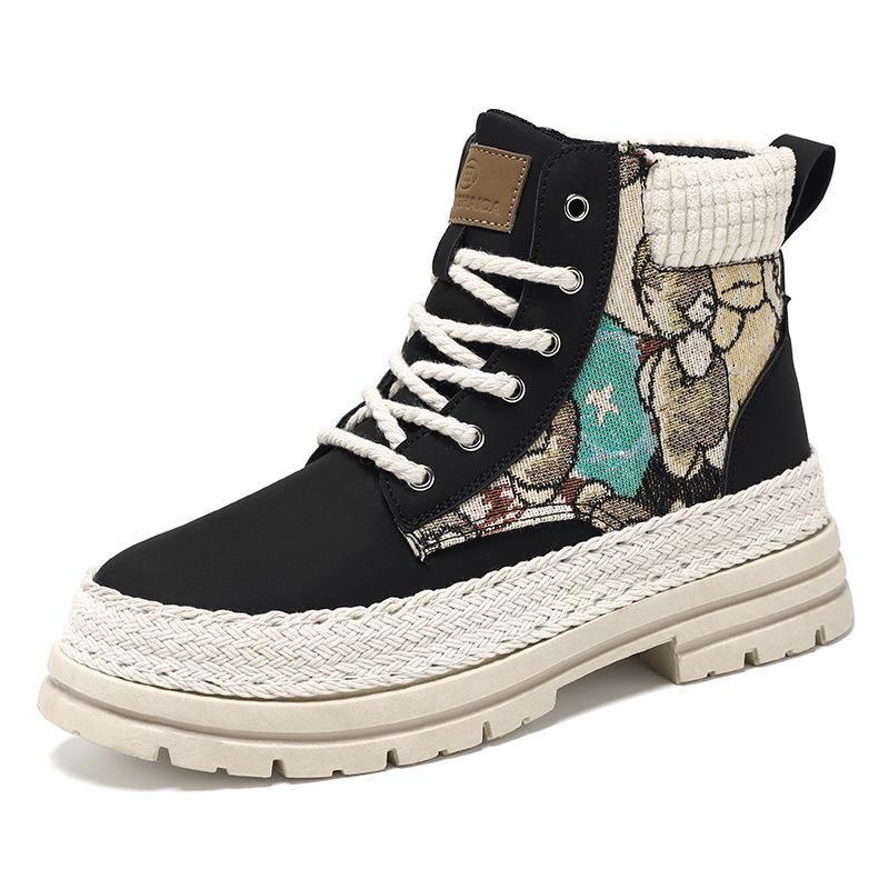 Extra Large Men's Trendy Martin Boots | Size 48 Casual Versatile High-Top Work Shoes