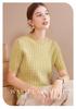 2024 A/W Women's Cashmere Round Neck Short Sleeve Hollow-Out Cable Knit Sweater Top