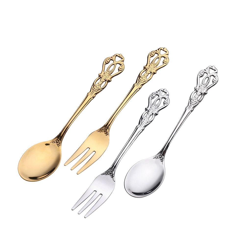 

for Bar Dessert Tool Tableware Stirring Scoop Gift Gold Fork Ice Cream Scoop Tea Spoon Coffee Spoon gold-fork