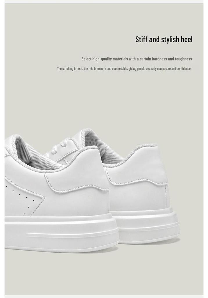 Men's Trendy Non-slip Thick-soled White Sneakers - Breathable, Versatile, Large Size Casual Sports Shoes