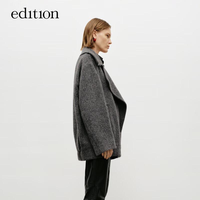 Edition Women's Alpaca Wool Blend Loose Fit Lapel Coat