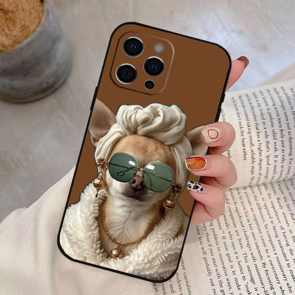 Lustige Süße Hund Handyhülle Für iPhone 17,16,15,14,13,12,11 Plus,Pro Max,XS,Weiche Silikon Schwarze Hülle