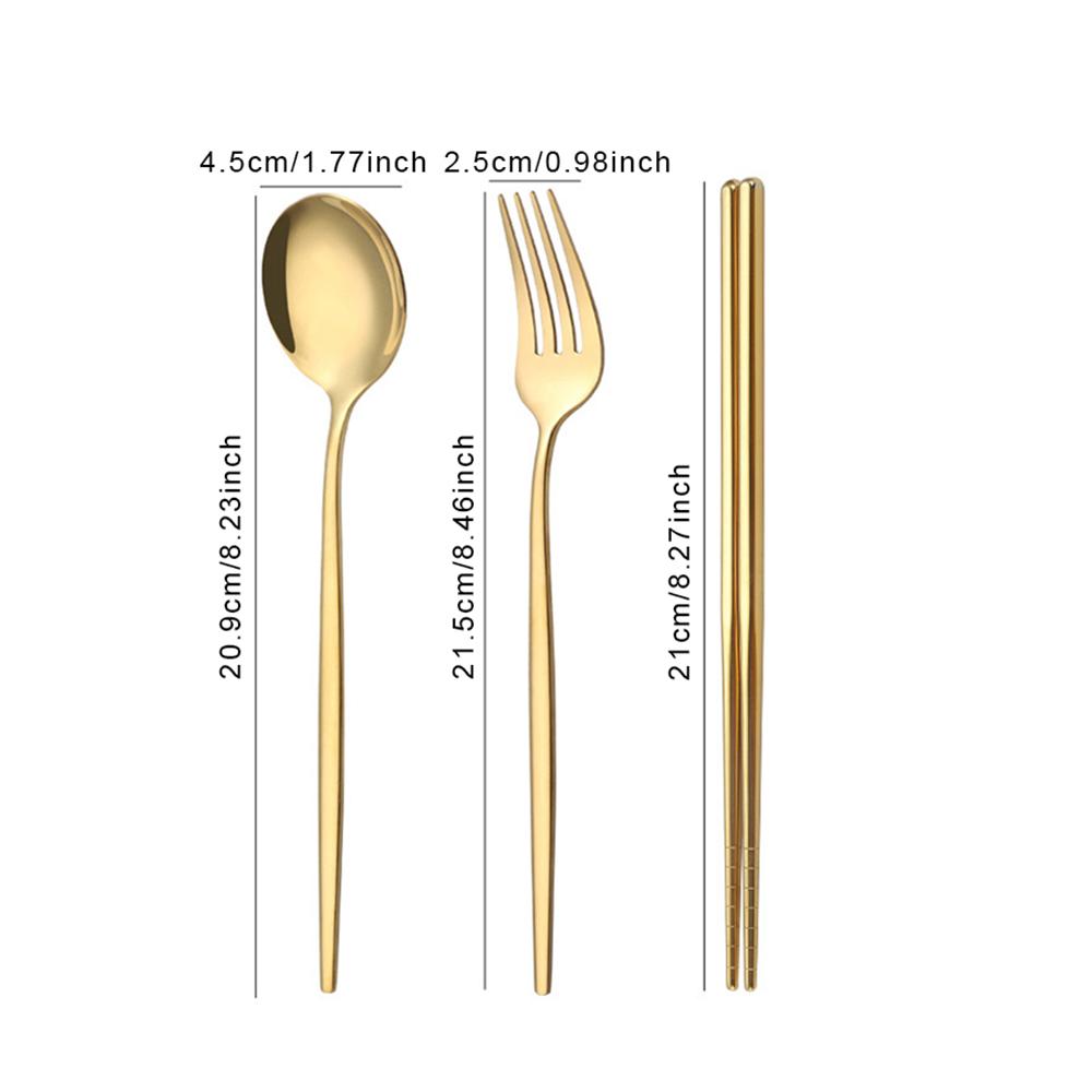 12Pcs/Set Western Golden Stainless Steel Cutlery Set Mirror Dinnerware Set Fork Spoon Chopsticks Tableware Flatware Set