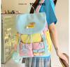 Cute Versatile Commuting Backpack: Large Capacity Color Block Student Bookbag & Casual Travel Drawstring Backpack