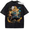 Unisex Washed Black Vintage Tshirt Demon Slayer Kamado Tanjiro Mask Thunder Highquality Fabric for Home Leisure Travel