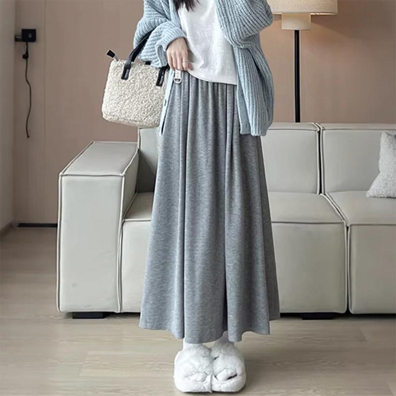 

High Waist Maternity Mermaid Midi Skirt with Pockets M светло-серый