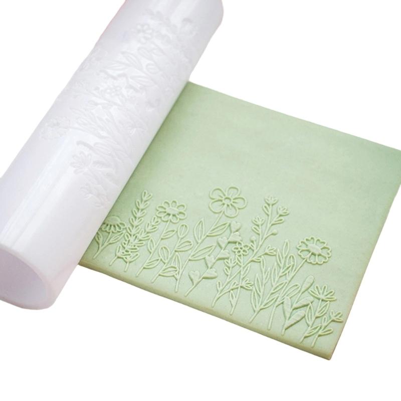 Ergonomic Floral Pattern Clay Embossing Roller For Polymer Jewelry Making Earrings Crafting Supplies Rolling Pin