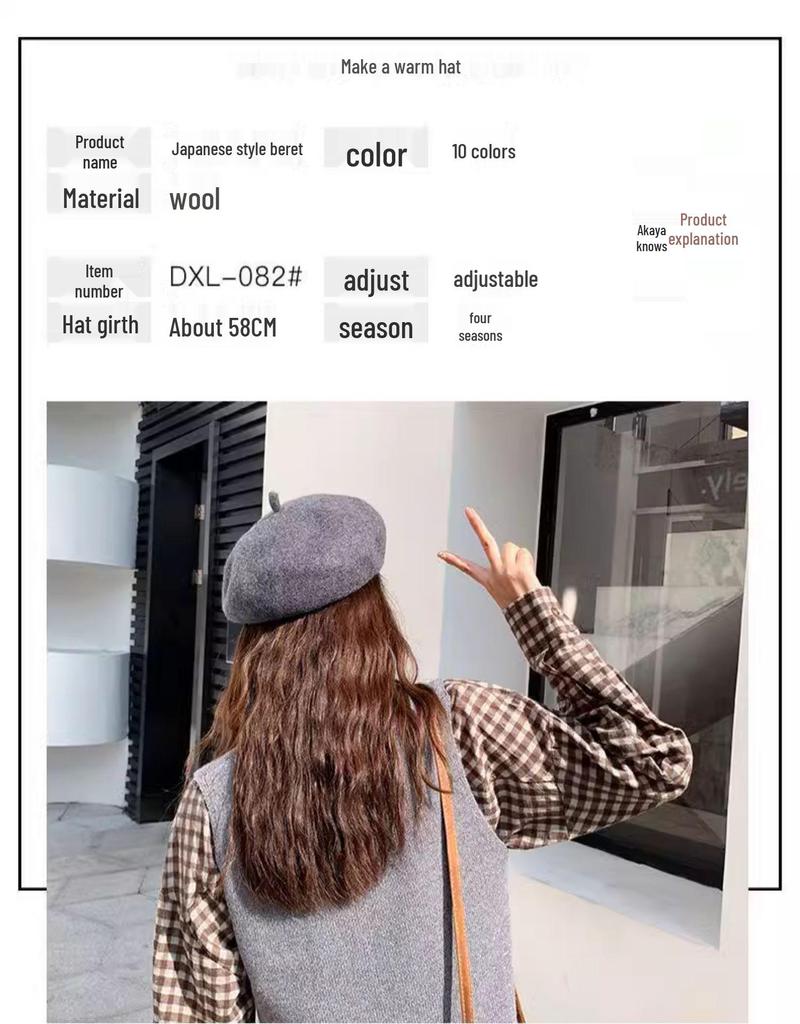 Boina de Lana 3D Engrosada: Sombrero Estilo Retro que Favorece el Rostro para Otoño/Invierno