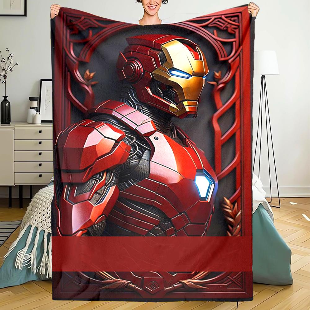 Iron Man Theme Printed Blanket - Perfect for Couch, Bed, Travel & Outdoor Use | Machine Washable, Cozy & Durable.