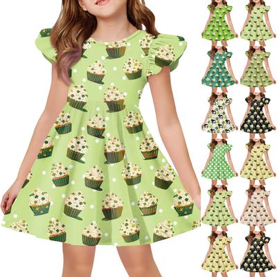 Girls' Summer Princess Dress - A-Line T-Shirt Dress St. Patrick's Day
