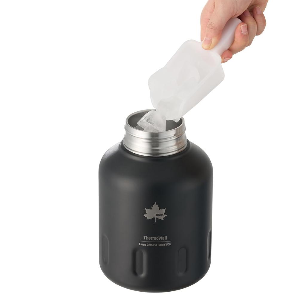 LOGOS ThermoWall Vacuum Insulated Large Ice Drink Bottle Ice Gray 81286252 Keeps Drinks Cold Ideal for and Direct - Geki-no (Type 625) D-1500ml -