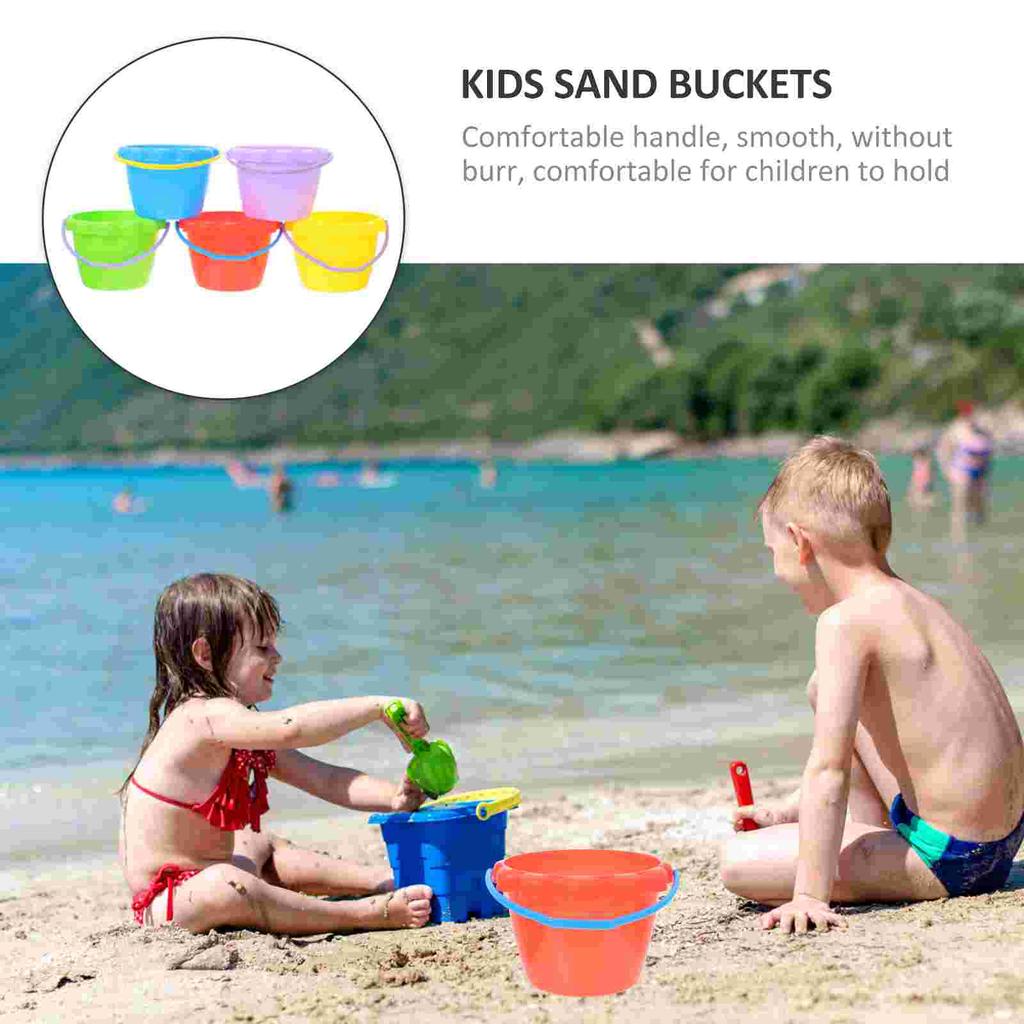 5Pcs Kids Beach Toys Children Sand Buckets Summer Seaside Water Playthings Fishing Bucket Toys Silicone Digging Bucket Beach