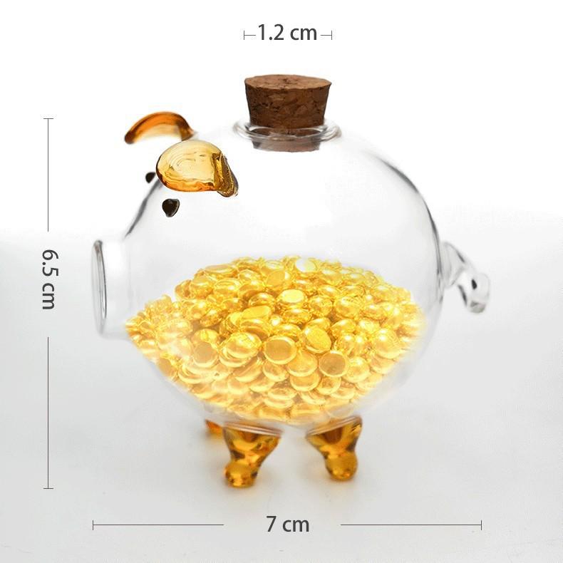 Mini Golden Bean Borosilicate Glass Piggy Bank & Wishing Bottle