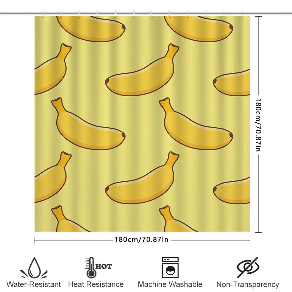 Yellow Banana Shower Curtain Decor Funny Cartoon Fruit Pattern Bath Accessories For Home Decoration