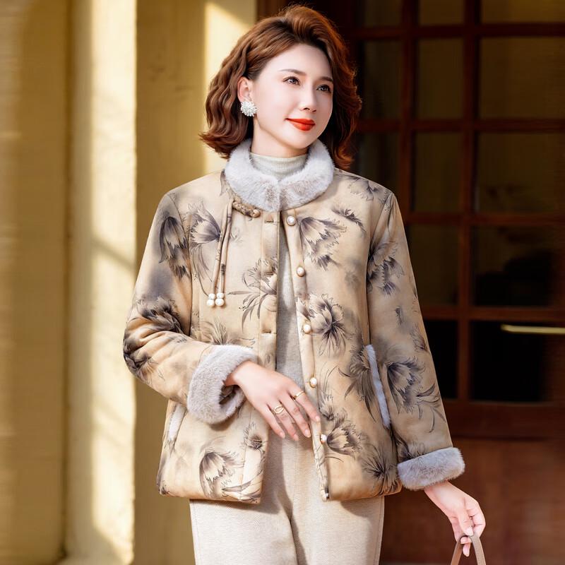 Women's Chinese Style Winter Plus Velvet Cotton Coat