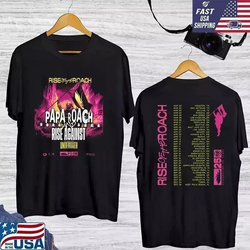 

Trend Papa Roach Rise Of The Roach Tour 2025 Double Sided Shirt Unisex T-Shirt S