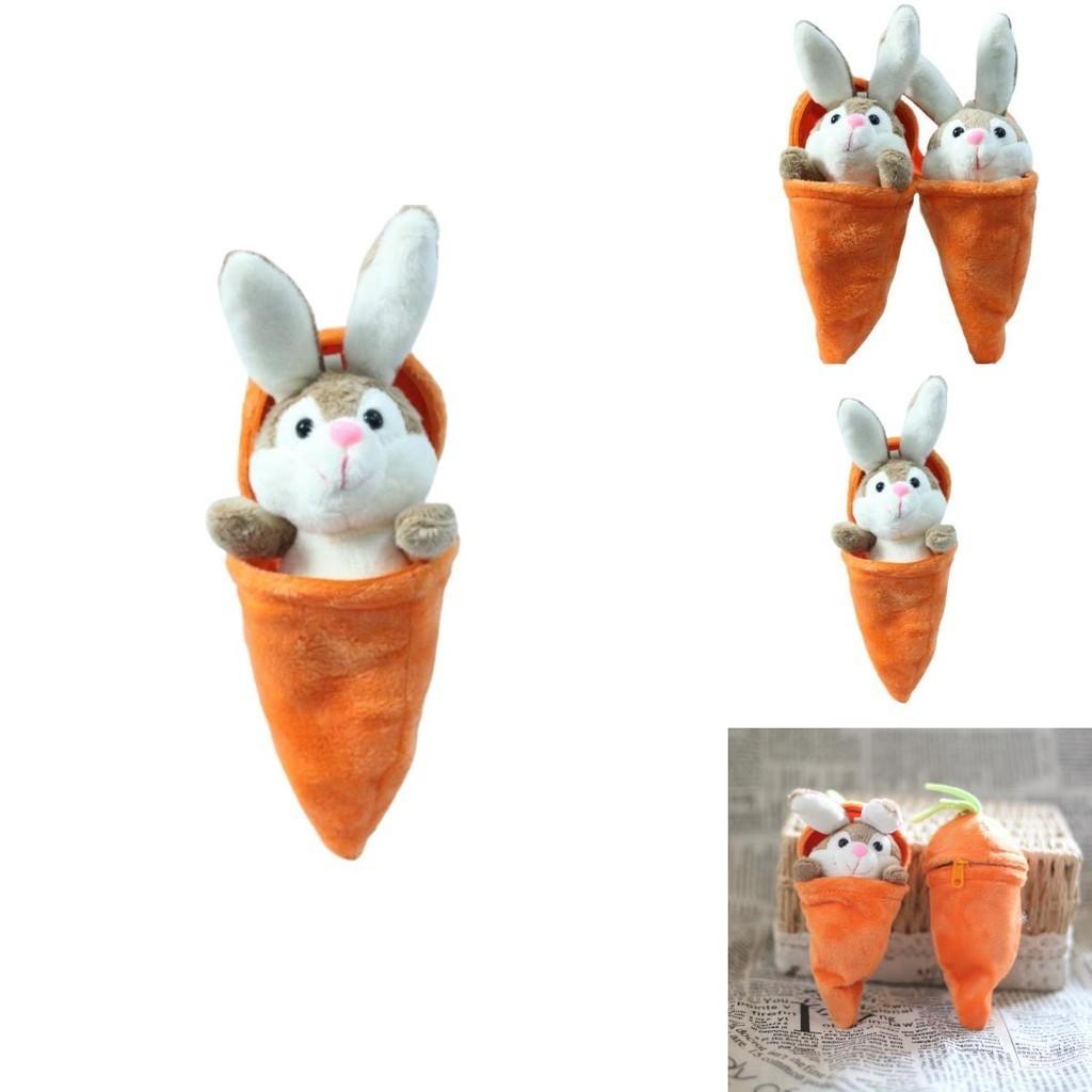 Cute Carrot Bunny Plush Toy Pendant For Bags And Keys, Soft Short Plush, 15cm Height