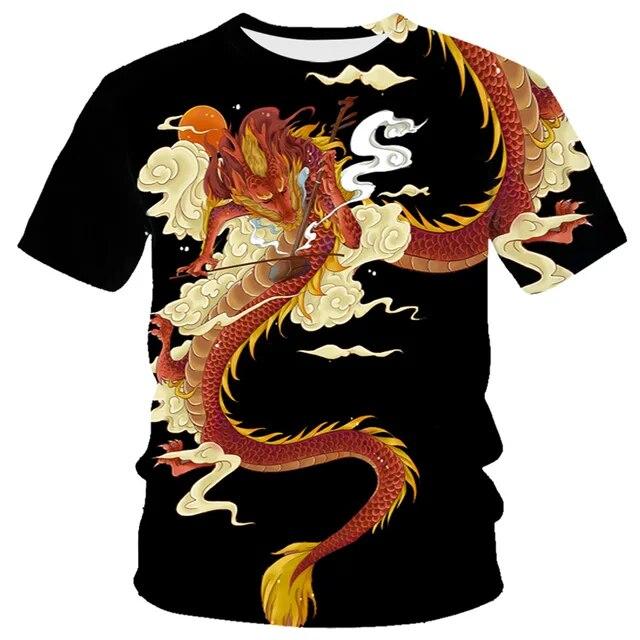 3D Dragon Print T-shirt Men's Women's Fashion Streetwear T-shirt Harajuku Cool Animal Shirt Anime Short Sleeve Tops Tees