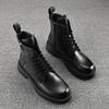 Mens Fashion Stage Nightclub Dress High Motorcycle Boots Black White Shoes Cowboy Genuine Leather Boot Platform Long Botas Male