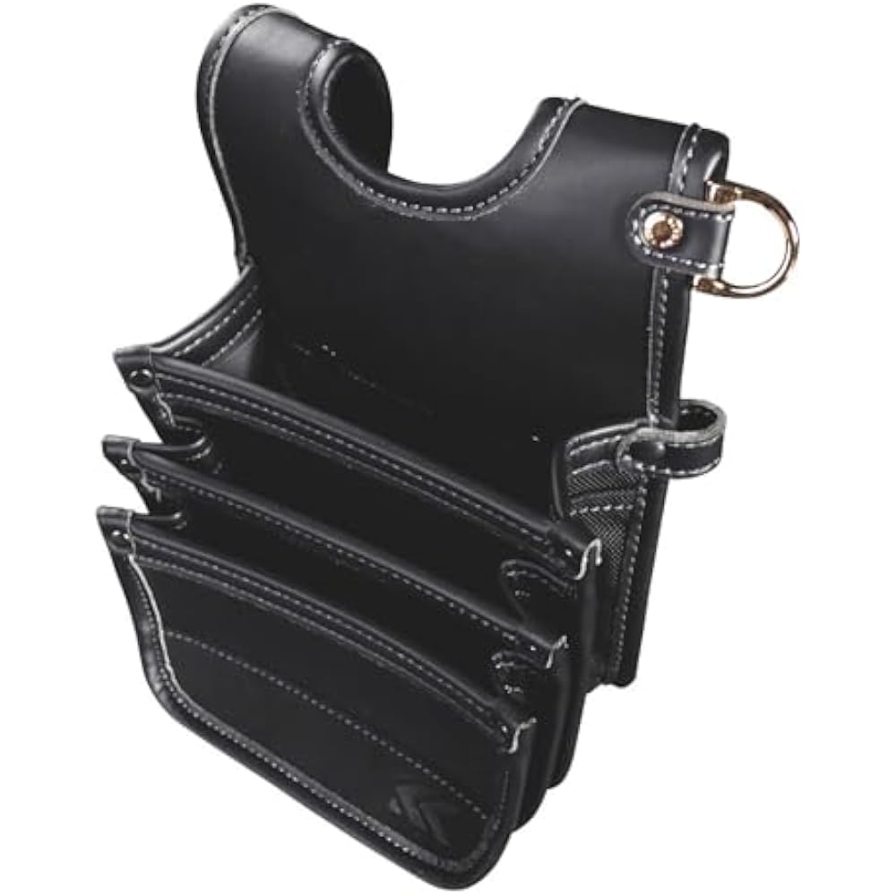 Fujiya (Fujiya) Architectural Thin Waist Bag, 3 Tiers, Black Gold, Light PU Leather Series, AB-43BG