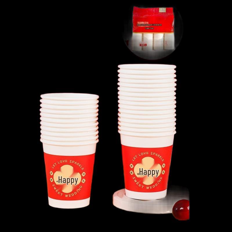 

ZISIZ Year of the Snake Wedding Disposable Red Paper Cups
