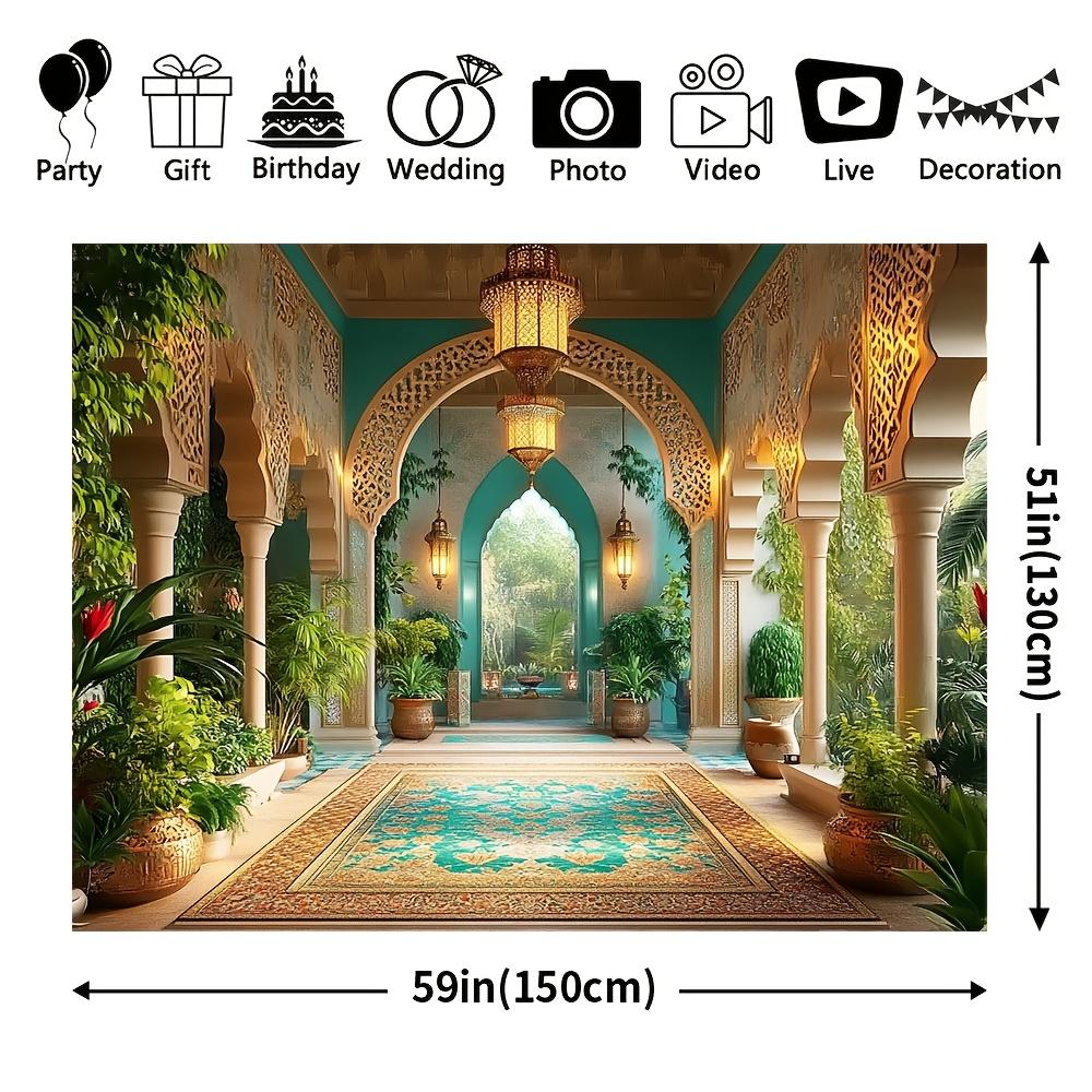 Tapete Decorativo de Poliéster Estilo Marroquino para Sala de Estar Decoração de Casa Tapete Interno Ornamentado Estética Tropical Boho Chão Co