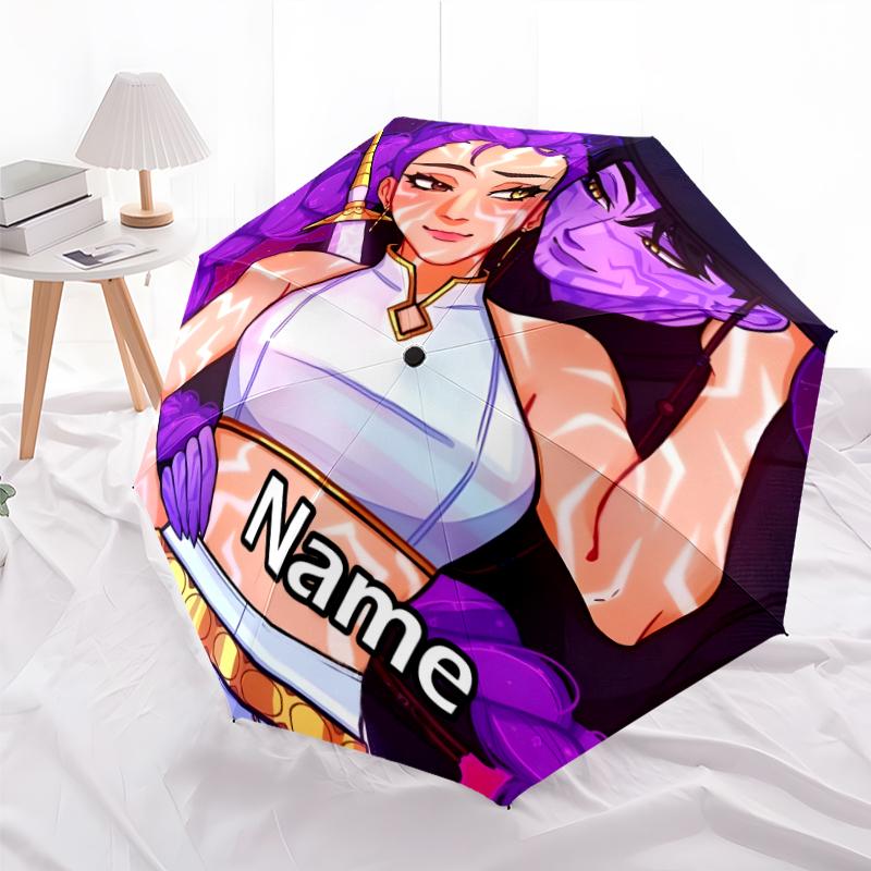 Parapluie Personnalisé Nom K-KPop Chasseurs de Démons Imprimé - Ouverture/Fermeture Automatique, Structure à Huit Côtes Durable, Parapluie Pliant Automatique