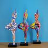 Modern Dancing Lady Statue Colorful Graffiti Resin Abstract Woman Sculpture Perfect For Living Space And Office Decors