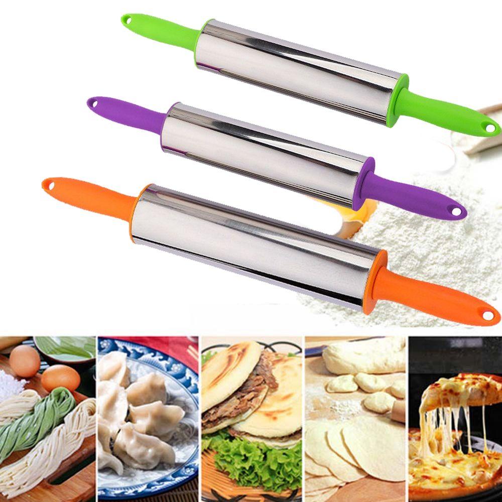 

Noodles Stainless Steel Fondant Baking Tools Rolling Pin Dough Roller Kitchen Accessories Random Color