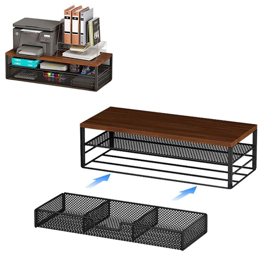 With Drawer Desk Monitor Riser 2-Tier Design Pull Out Storage Drawer Computer Desk Organizer Home