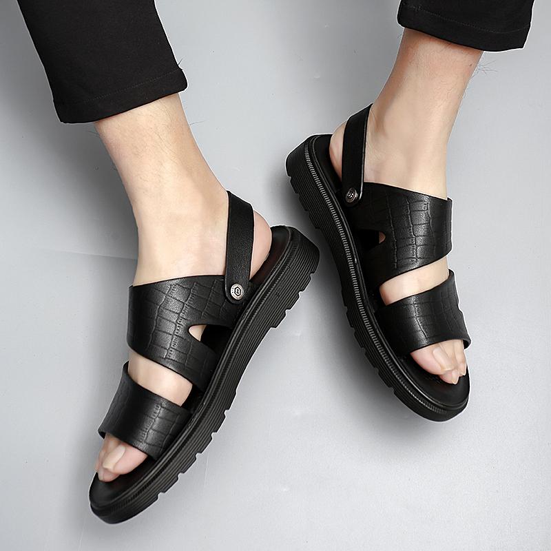 Sandals Men Summer Peep-toe Youth Beach Shoes office work Dual-use Beach Slippers Non-slip Men's Sandals outdoor Mens Shoes