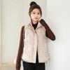 Winter down cotton vest women's new fashion short loose and versatile simple and light sleeveless stand-up collar vest