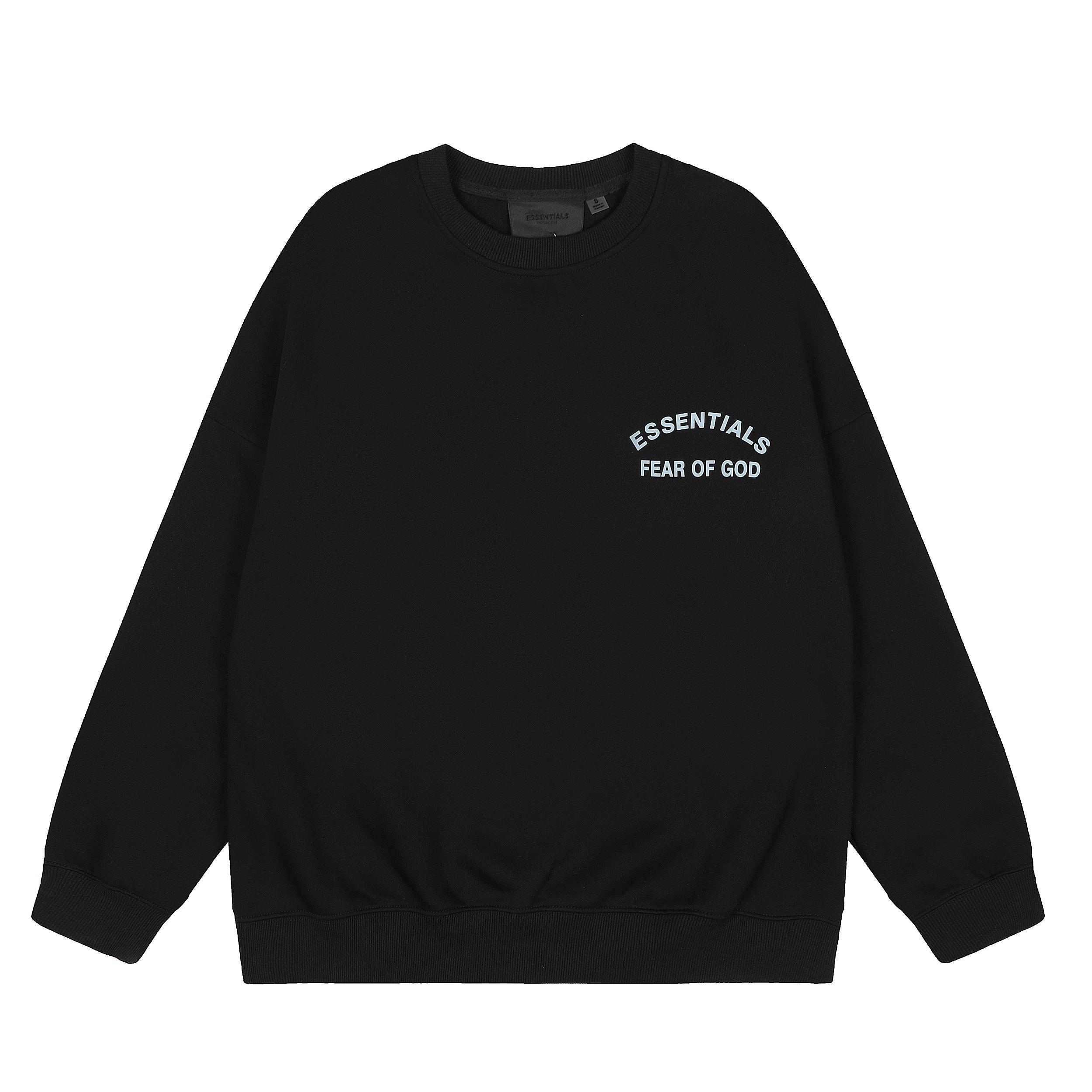 FEAR OF GOD ESSENTIALS Crewneck Sweatshirt Oversized Black - Unisex Streetwear Pullover S