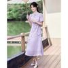 Elegant New Chinese Style Jacquard Short Sleeve Midi Dress