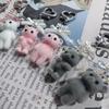 Cute Flocking Animal Keychain Cat Bear Doll Bowknot Pendant Keyring Accessories