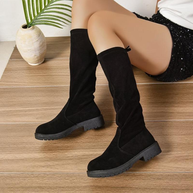 Suede Boots Autumn and Winter New Comfortable Versatile Boots Retro High Boots Velvet Elastic Knight Boots Women