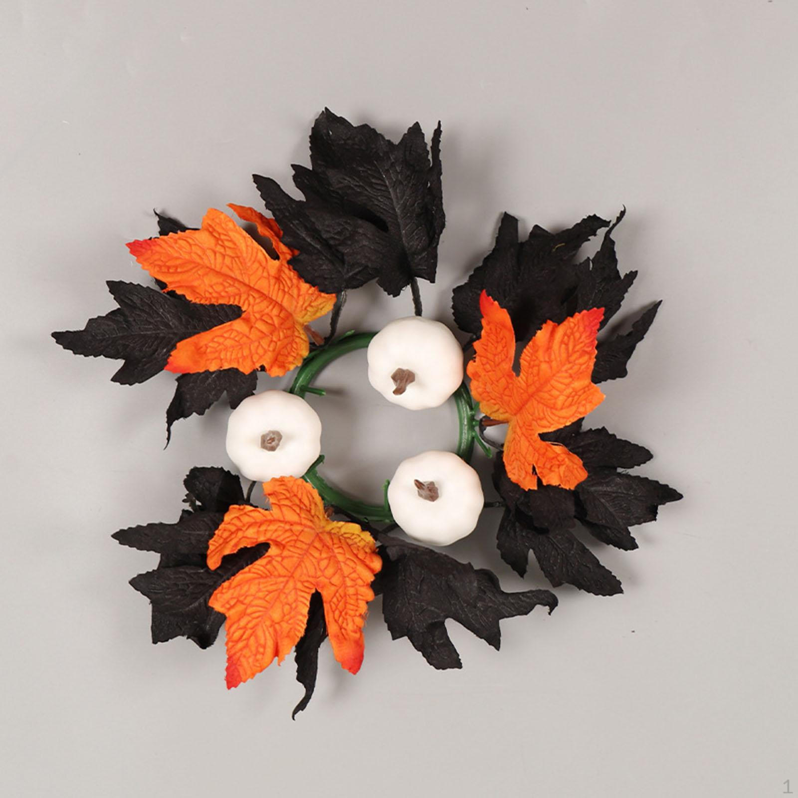 

Хэллоуин Венок из свечей Украшение для дома для Дня благодарения Праздничные принадлежности Осенний Желтый белый